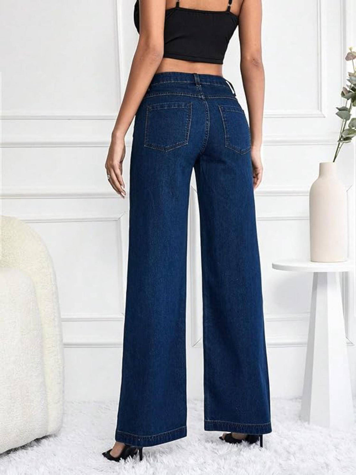 Womens Blue Solid Denim Jeans | ST23 - view 2