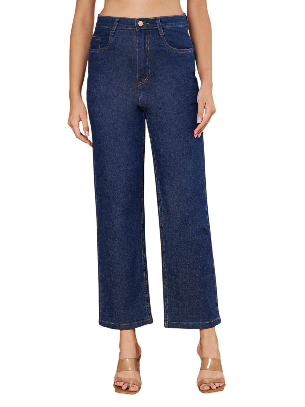 Womens Blue Solid Denim Jeans | ST23 - view 1