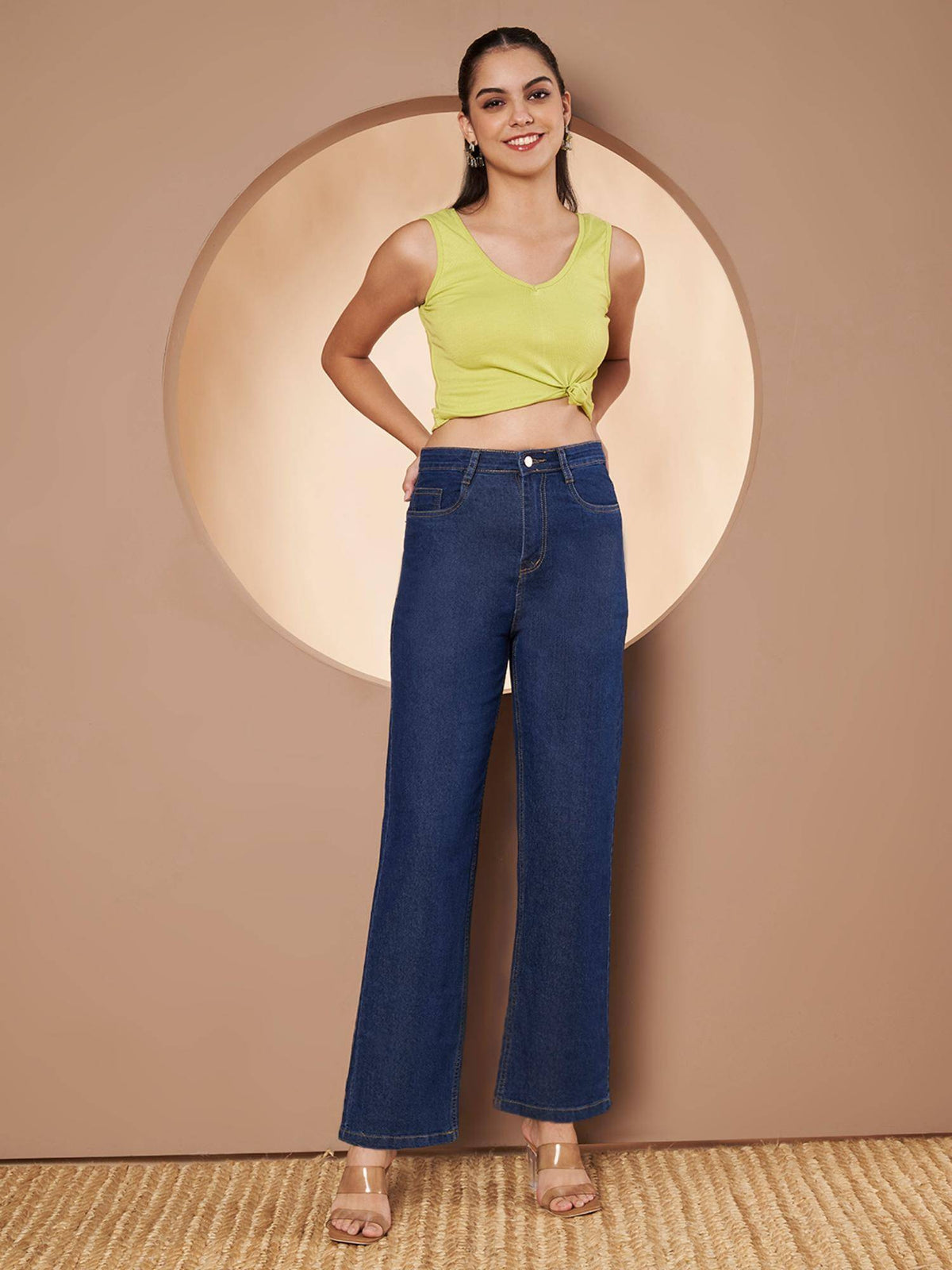 Womens Blue Solid Denim Jeans | ST23 - view 2