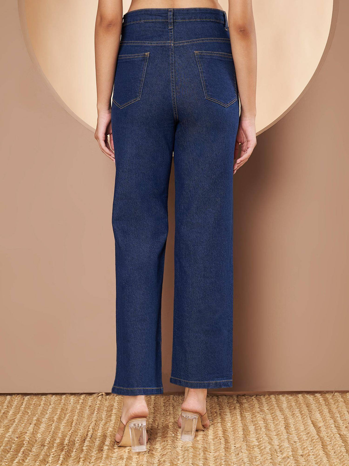 Womens Blue Solid Denim Jeans | ST23 - view 3
