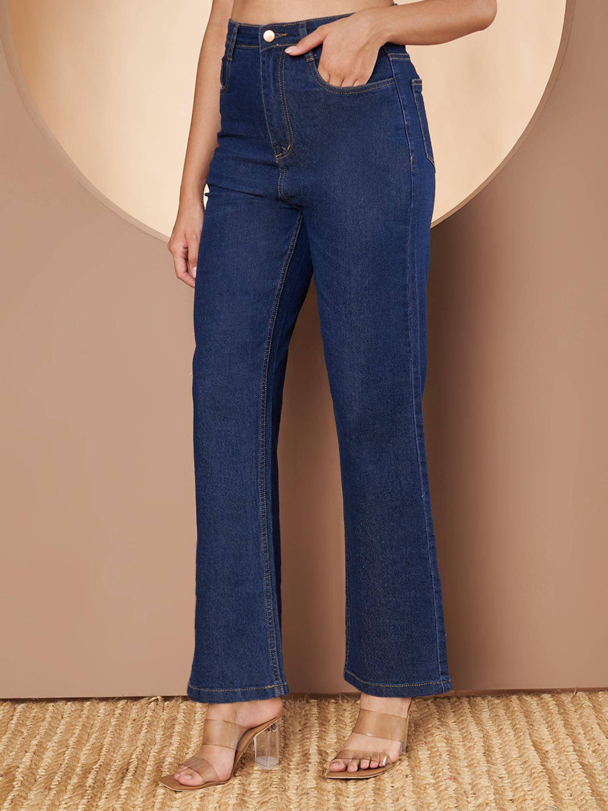 Womens Blue Solid Denim Jeans | ST23 - view 5