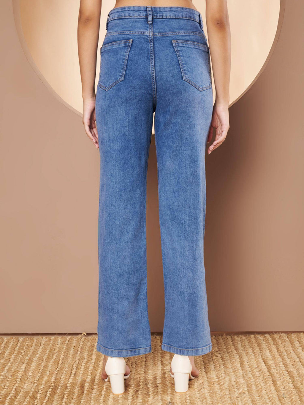 Womens Blue Solid Denim Jeans | ST23 - view 2