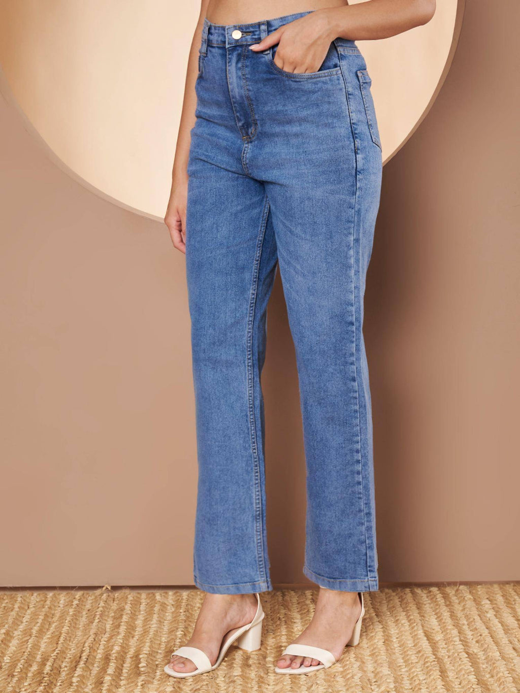 Womens Blue Solid Denim Jeans | ST23 - view 5