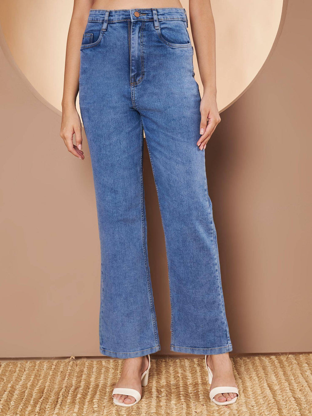 Womens Blue Solid Denim Jeans | ST23 - view 6