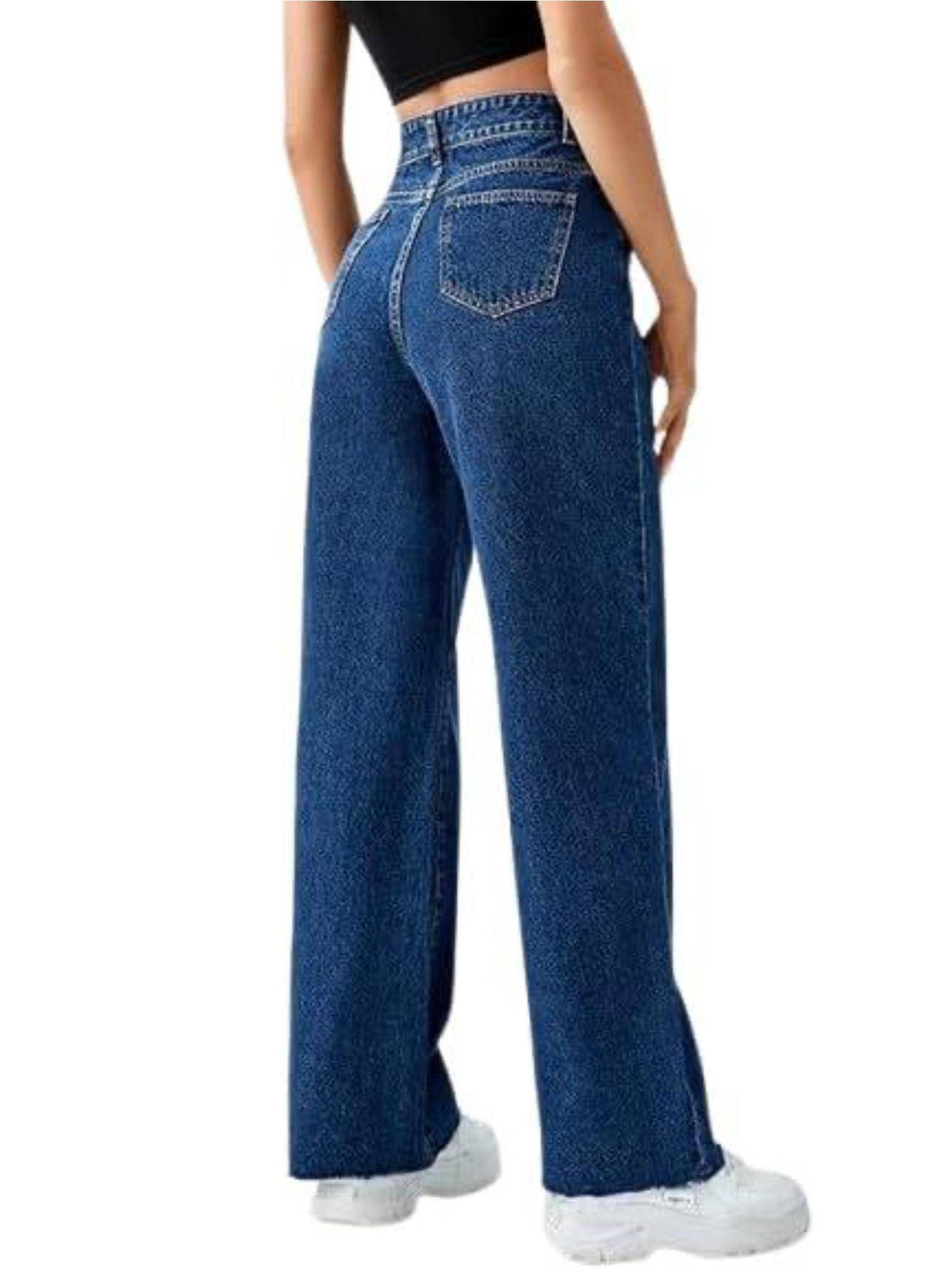 Womens Blue Solid Denim Jeans | ST23 - view 2