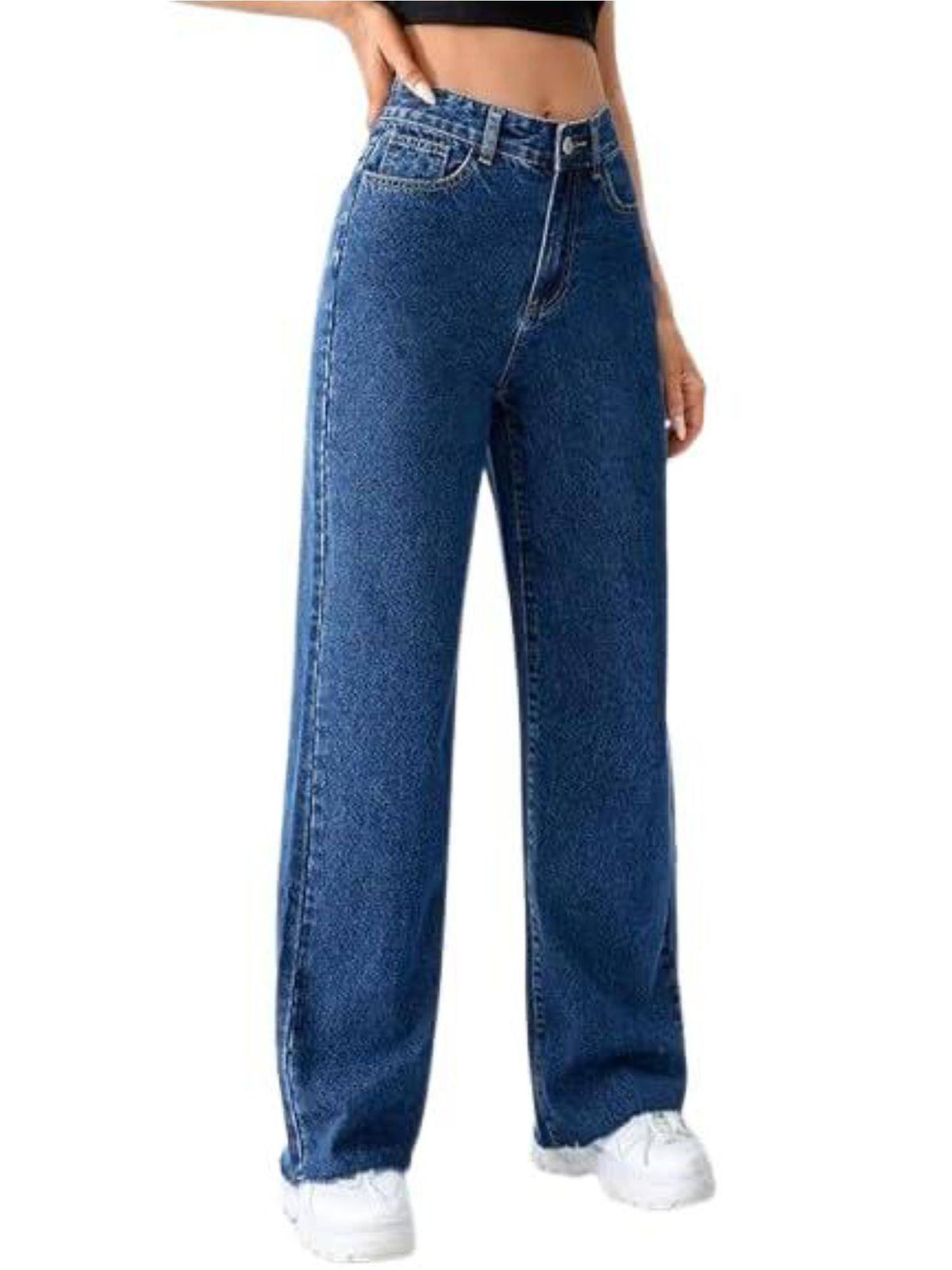 Womens Blue Solid Denim Jeans | ST23 - view 3
