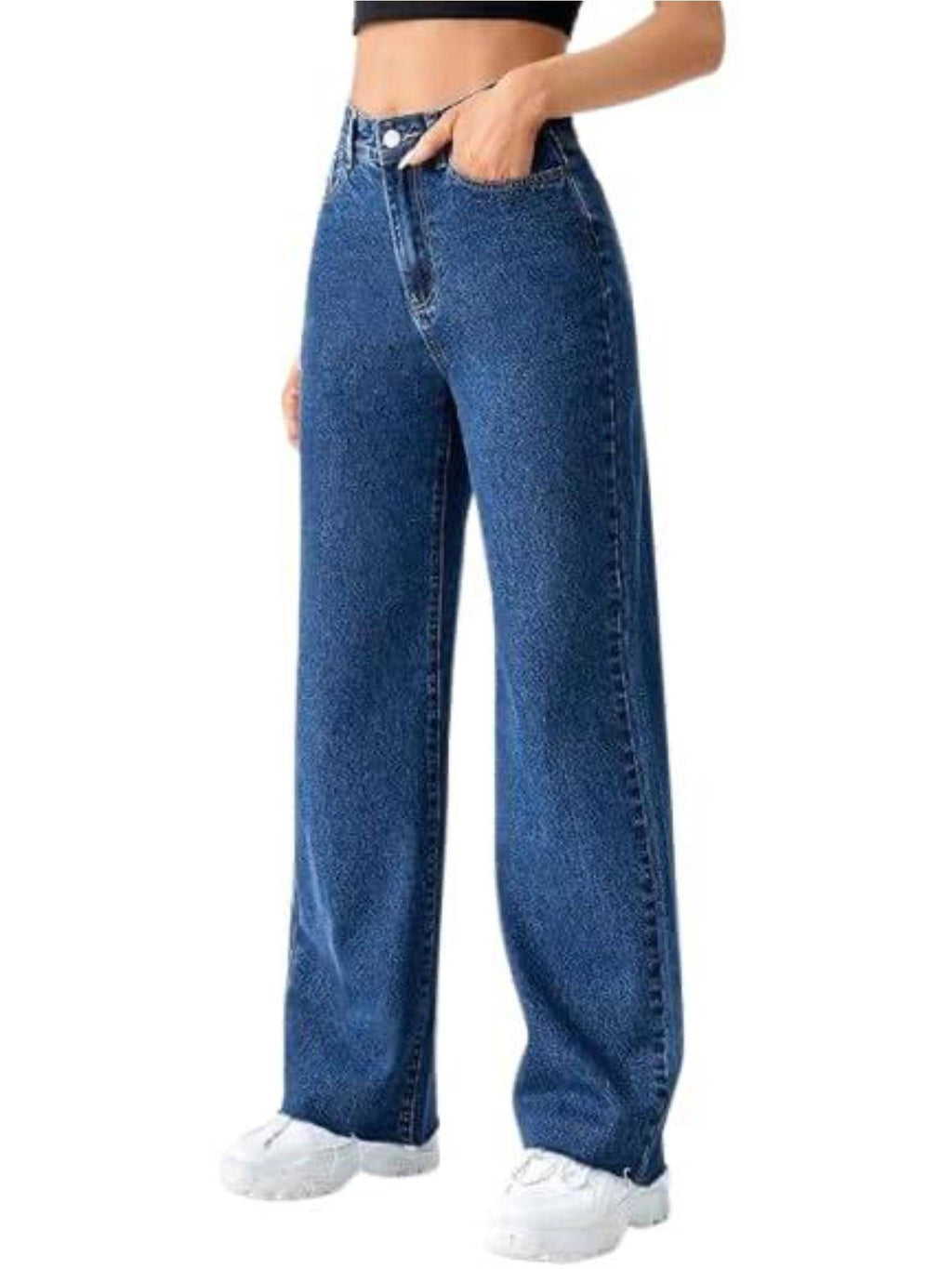 Womens Blue Solid Denim Jeans | ST23 - view 4