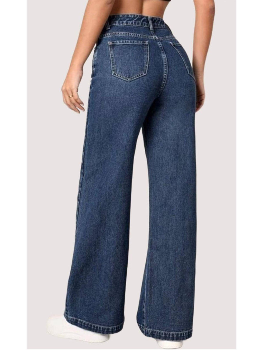 Womens Blue Solid Denim Jeans | ST23 - view 2