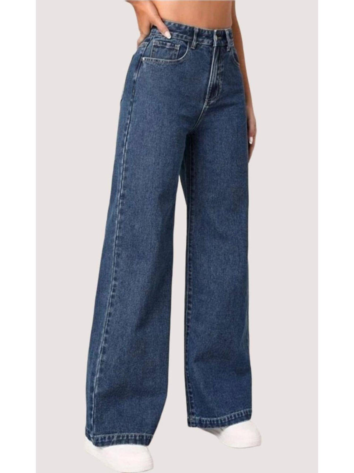 Womens Blue Solid Denim Jeans | ST23 - view 3