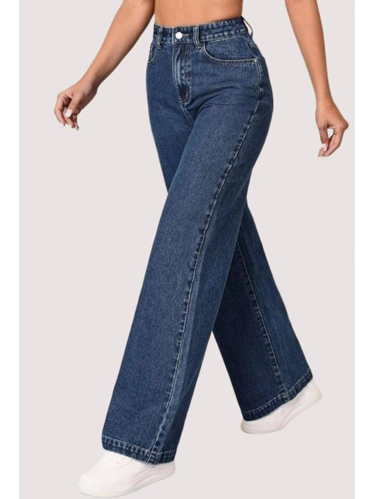 Womens Blue Solid Denim Jeans | ST23 - view 4
