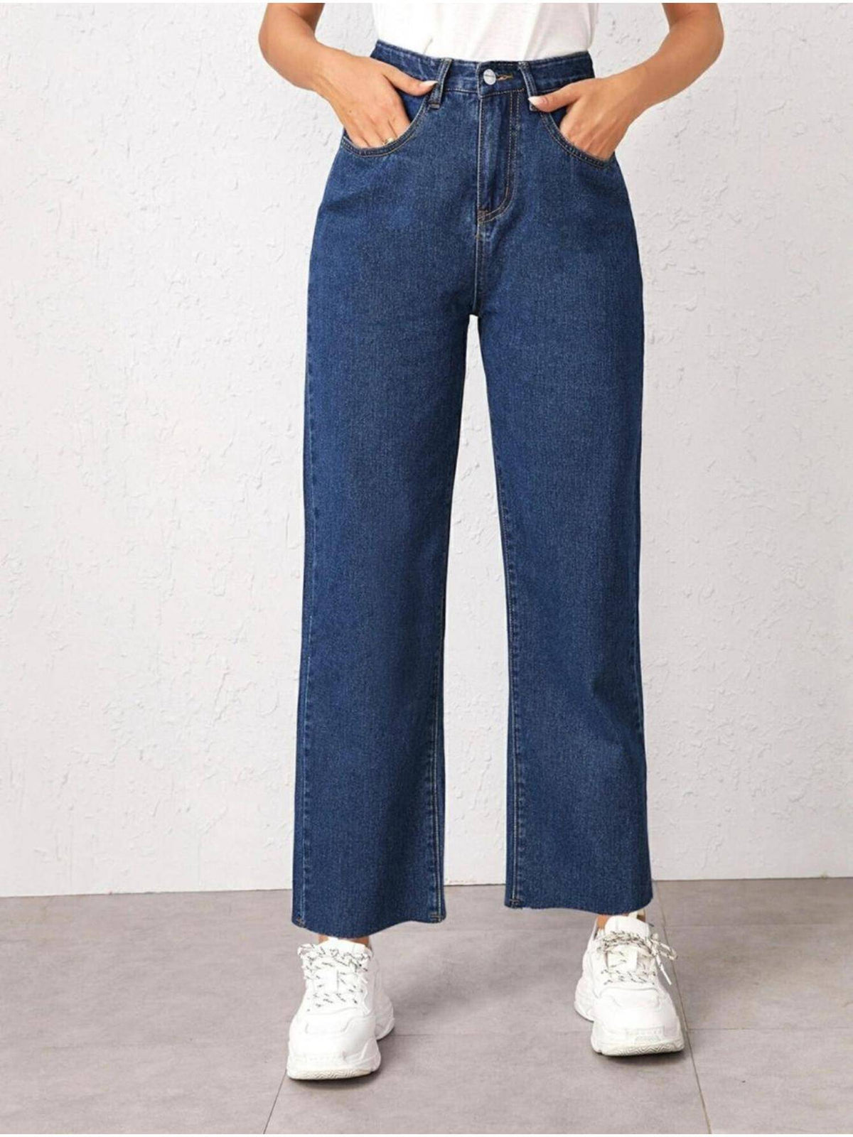 Womens Blue Solid Denim Jeans | ST23 - view 1