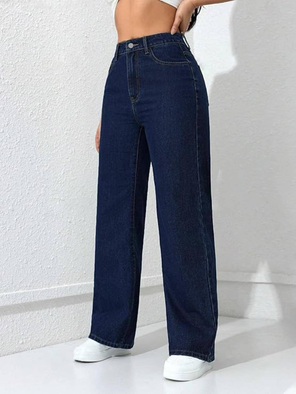 Womens Blue Solid Denim Jeans | ST23 - view 4
