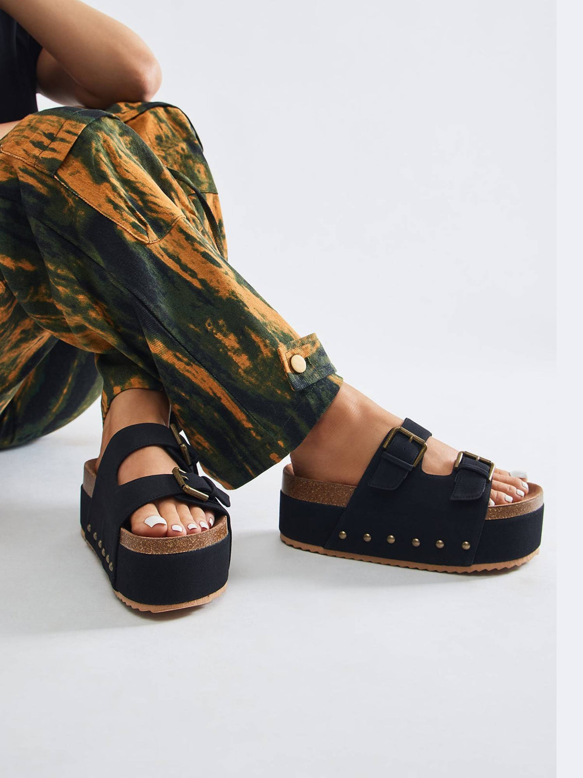 Brown Strappy Flatform Sandals | SD89 - view 7