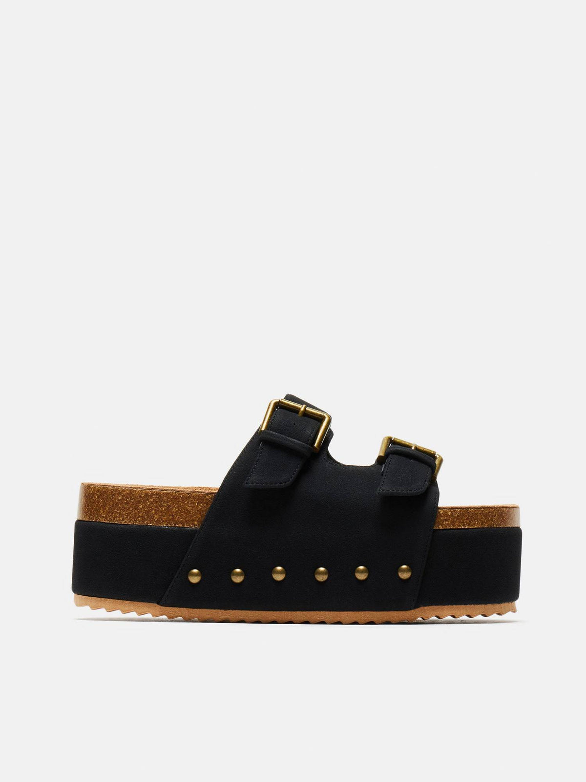 Black and Brown Strappy Flatform Sandals | SD89 - view 2