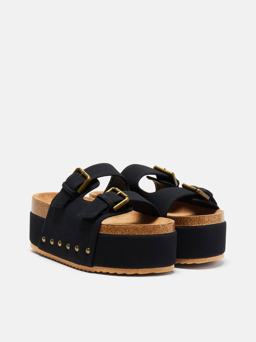 Black and Brown Strappy Flatform Sandals | SD89 - view 3