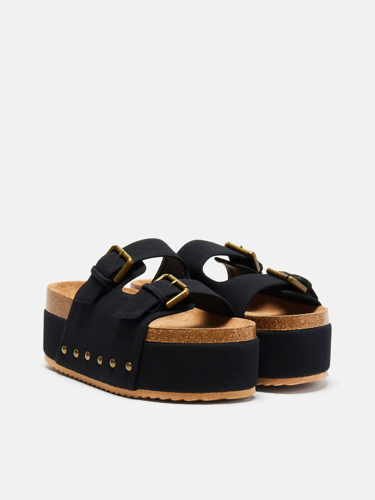 Black and Brown Strappy Flatform Sandals | SD89 - view 3