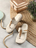 Cream Platform Round Toe Sandal | SD89 - view 1