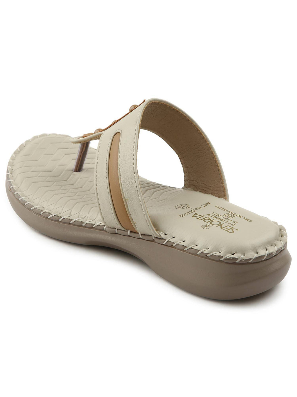 Cream Platform Round Toe Sandal | SD89 - view 5