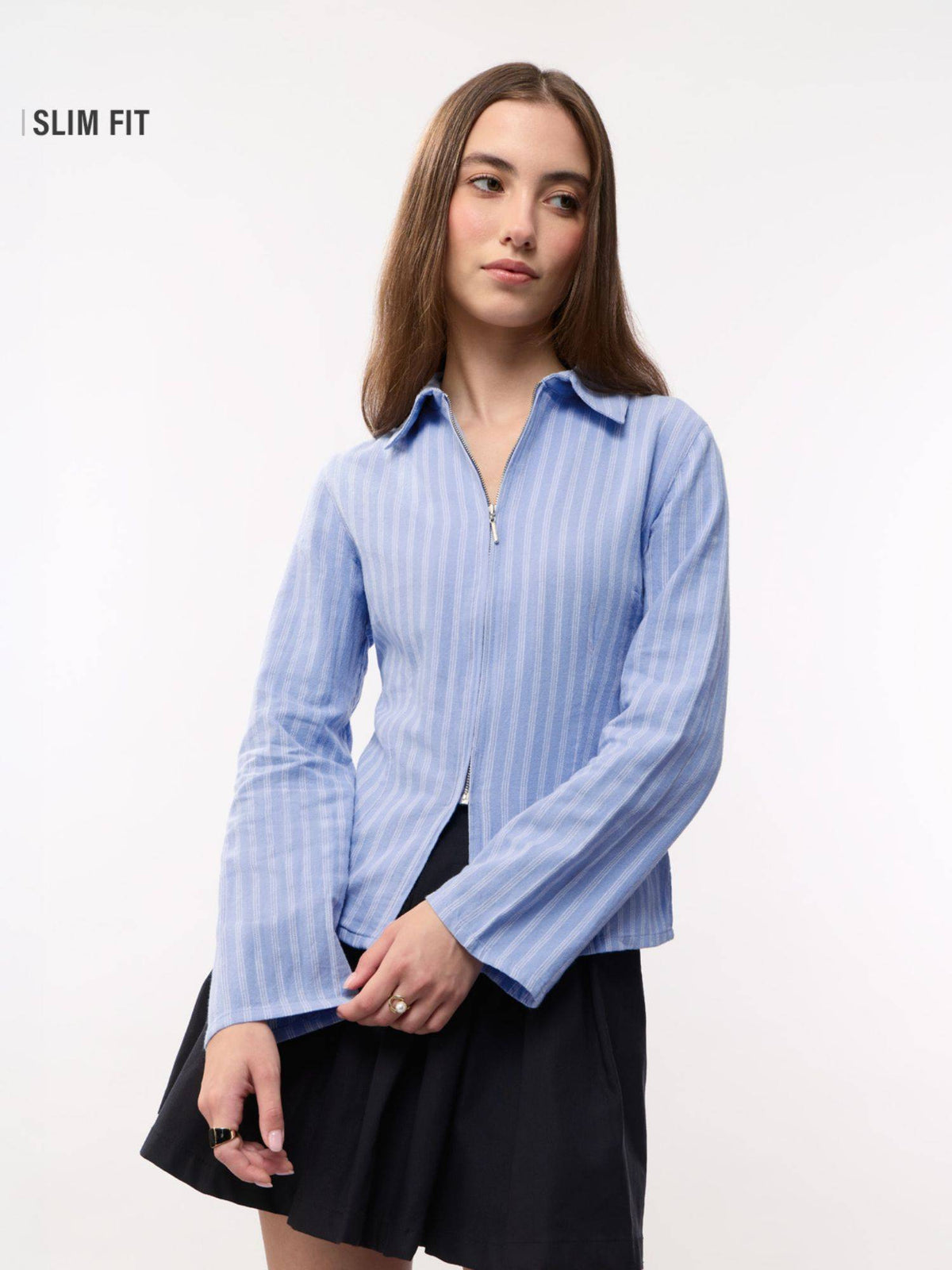 Cornflower Fitted Striped Shirt Women Fitted Shirts | S67 - view 1