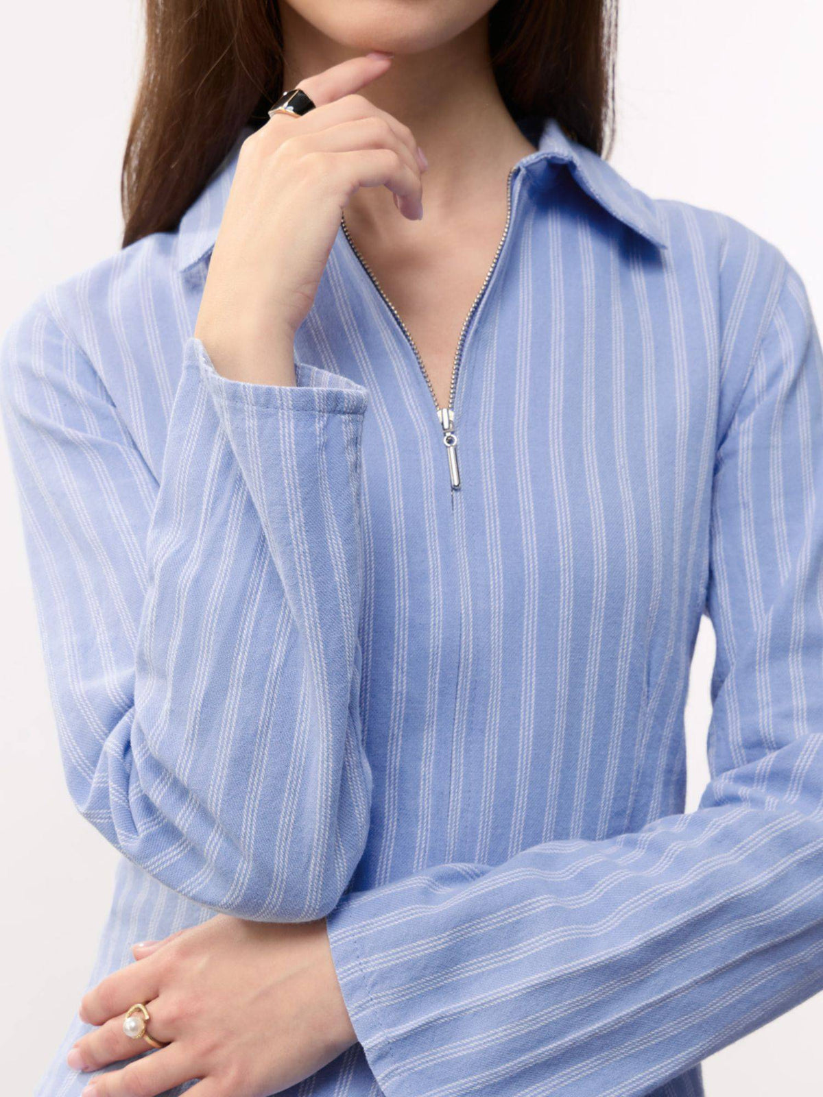 Cornflower Fitted Striped Shirt Women Fitted Shirts | S67 - view 2