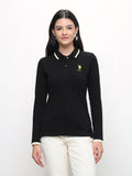 Black Women Solid Regular Fit Polo T-shirt | PW43 - view 1