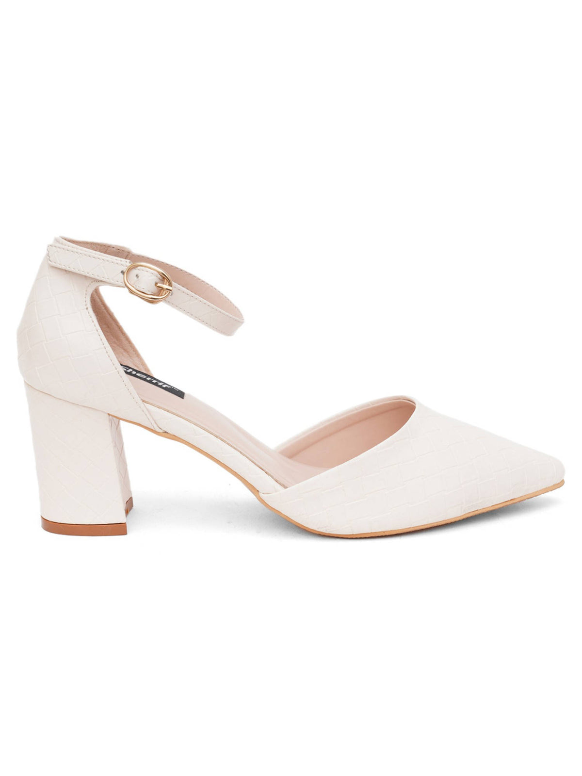 Womens Cream Block Heel Sandals | H78 - view 3