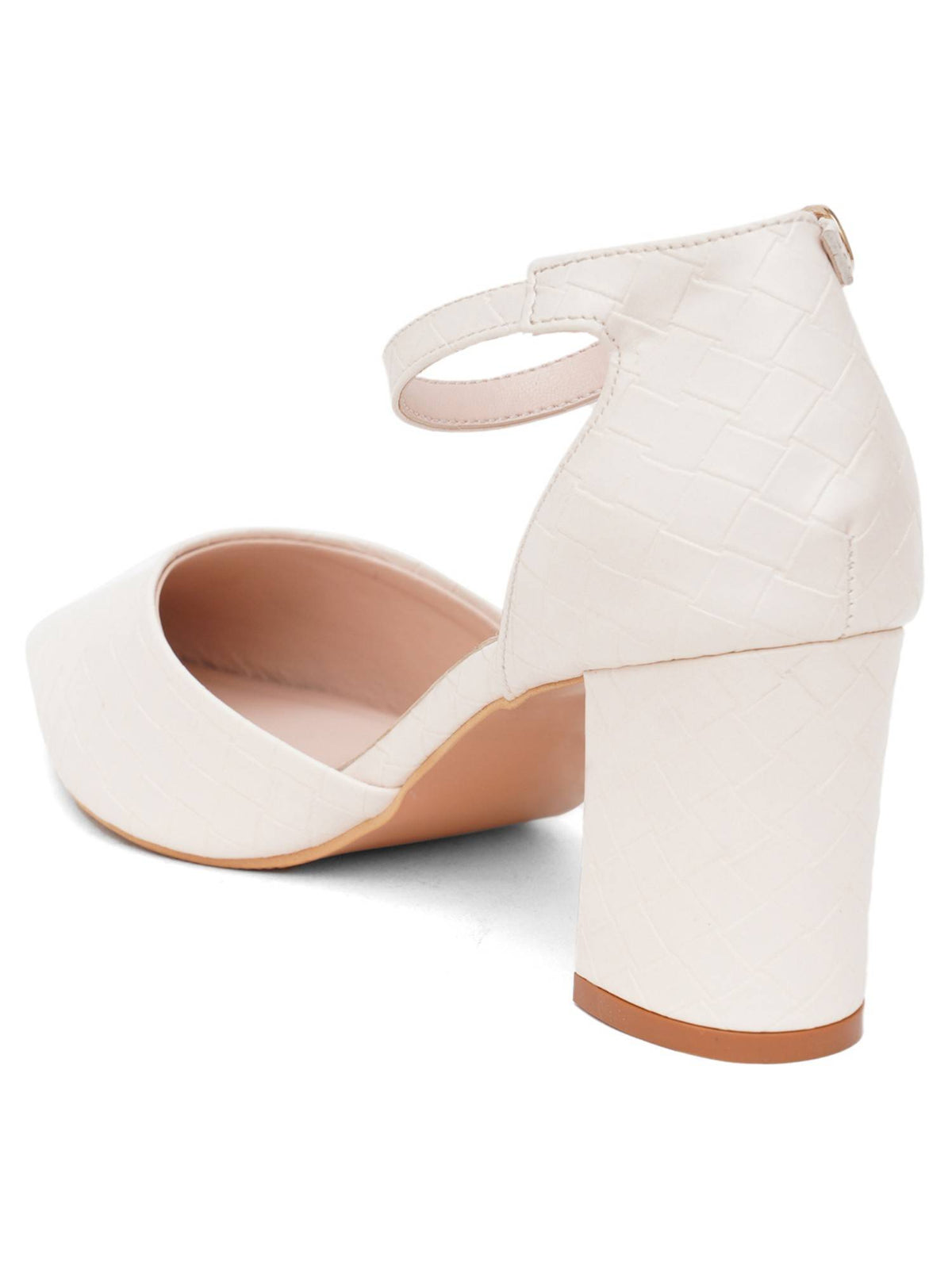 Womens Cream Block Heel Sandals | H78 - view 4