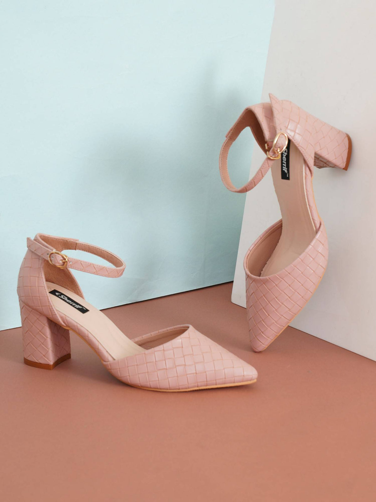 Womens Cream Block Heel Sandals | H78 - view 9