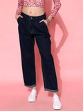 Navy Blue Bottom Fold Denim Jeans | ST23 - view 1