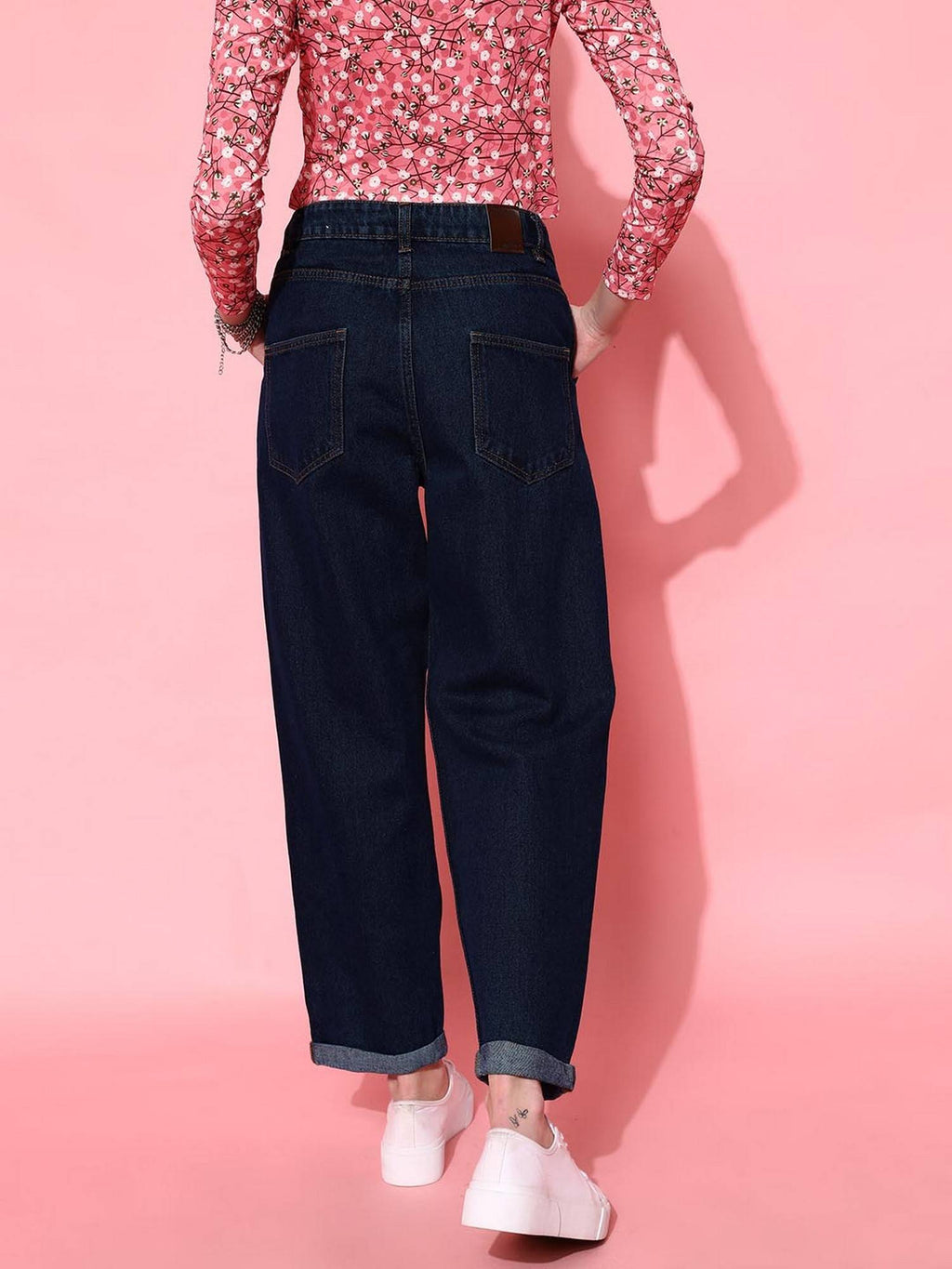 Navy Blue Bottom Fold Denim Jeans | ST23 - view 5