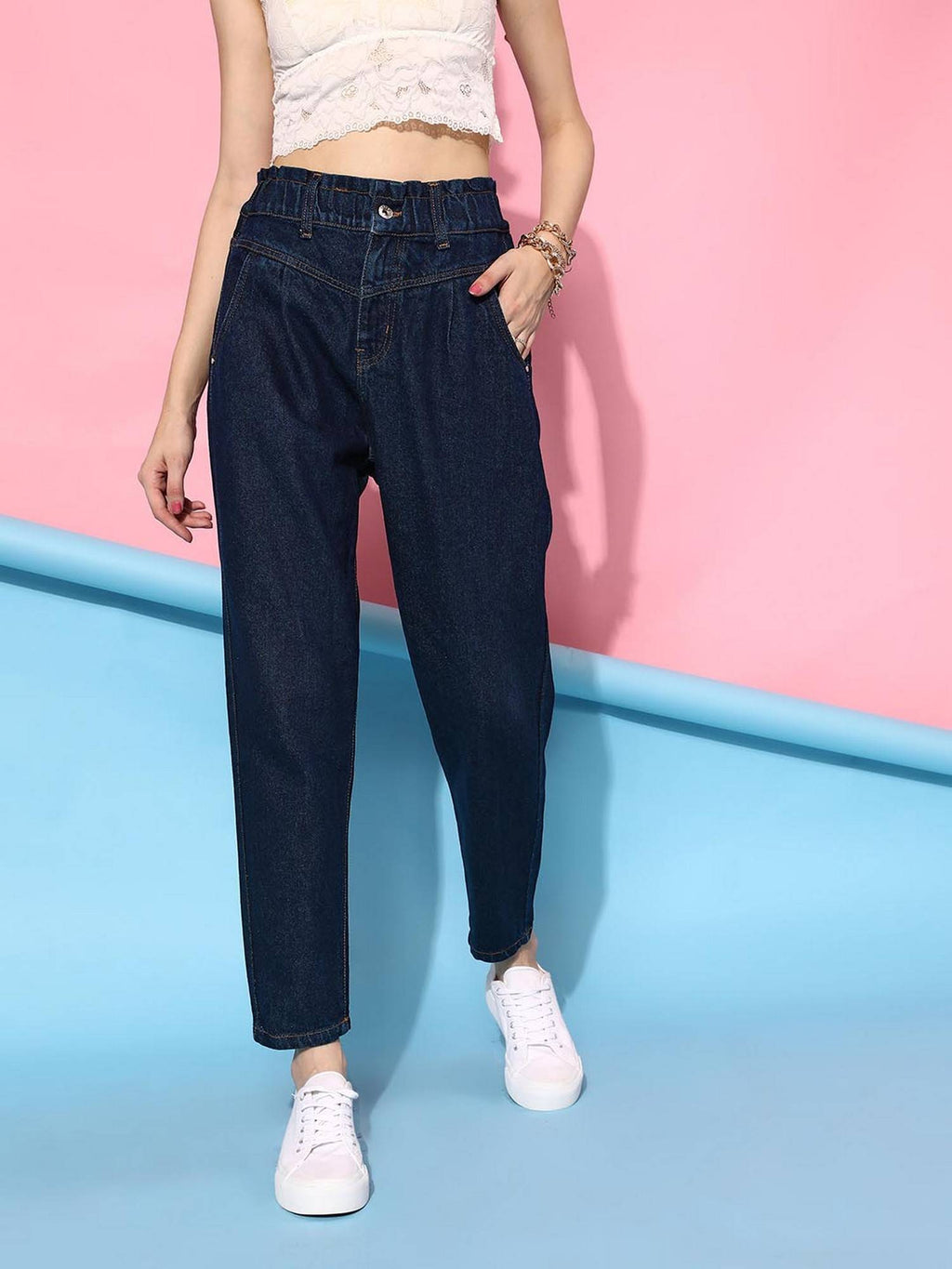 Navy Blue Front Yoke Denim Jeans | ST23 - view 1