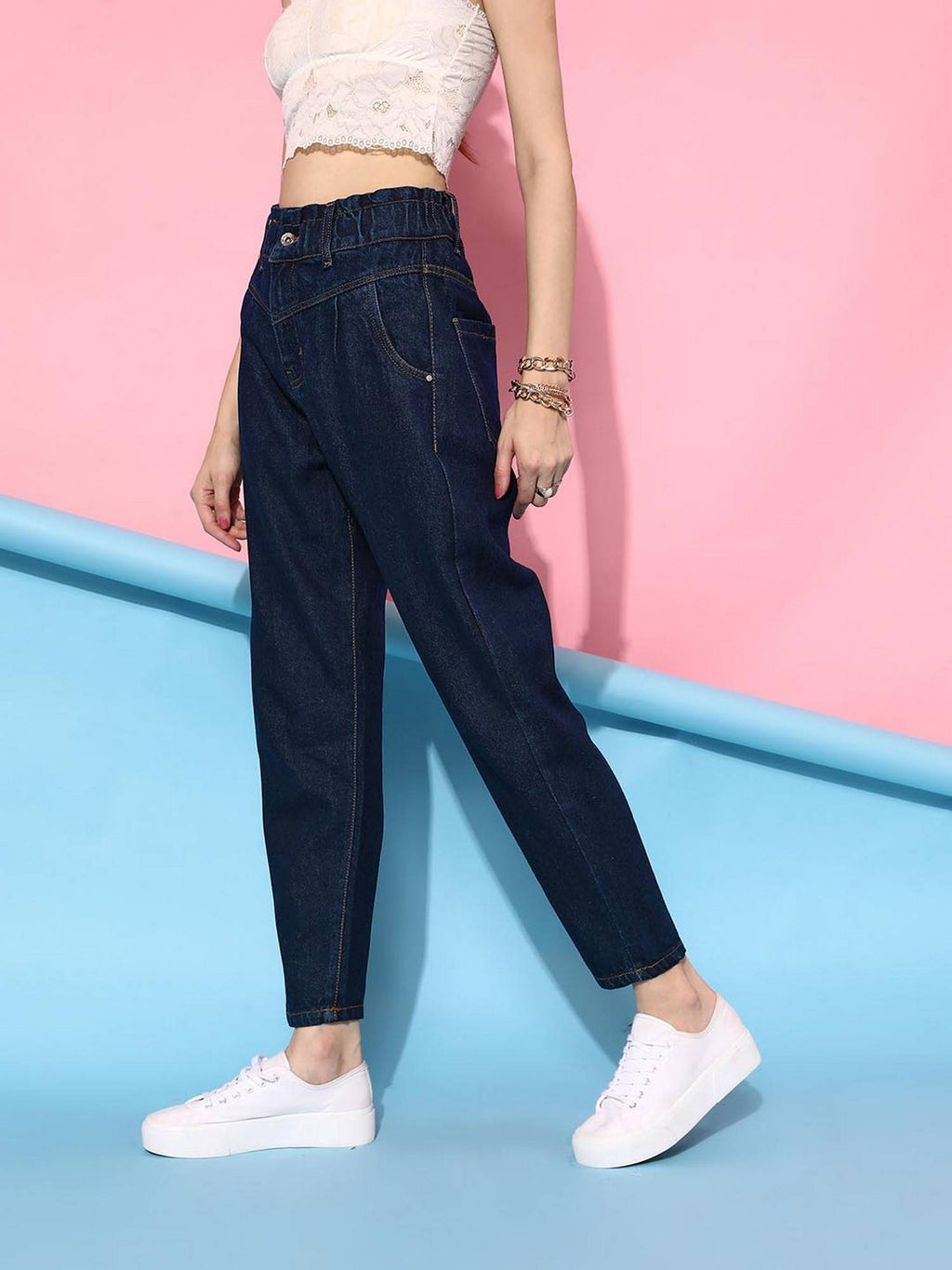 Navy Blue Front Yoke Denim Jeans | ST23 - view 3