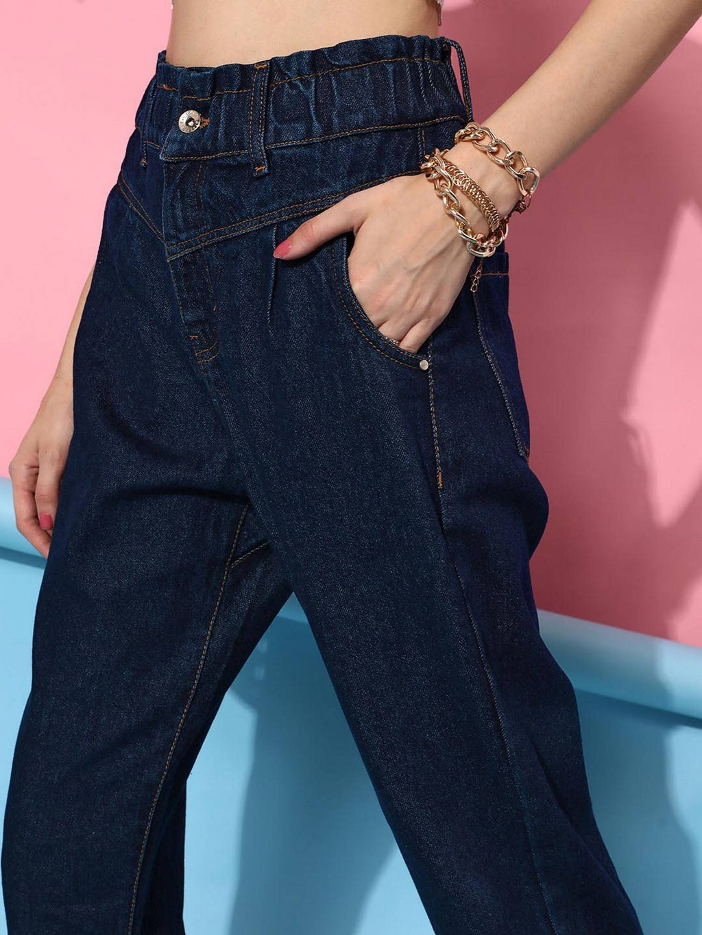 Navy Blue Front Yoke Denim Jeans | ST23 - view 4