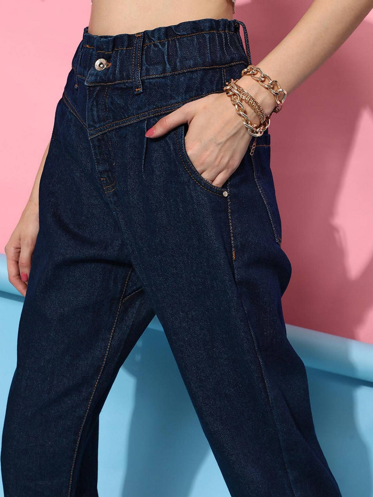 Navy Blue Front Yoke Denim Jeans | ST23 - view 4