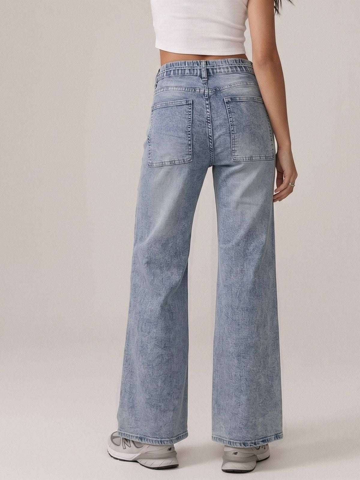 Blue Belt Tie Up Details Baggy Denim Jeans | RF89 - view 4