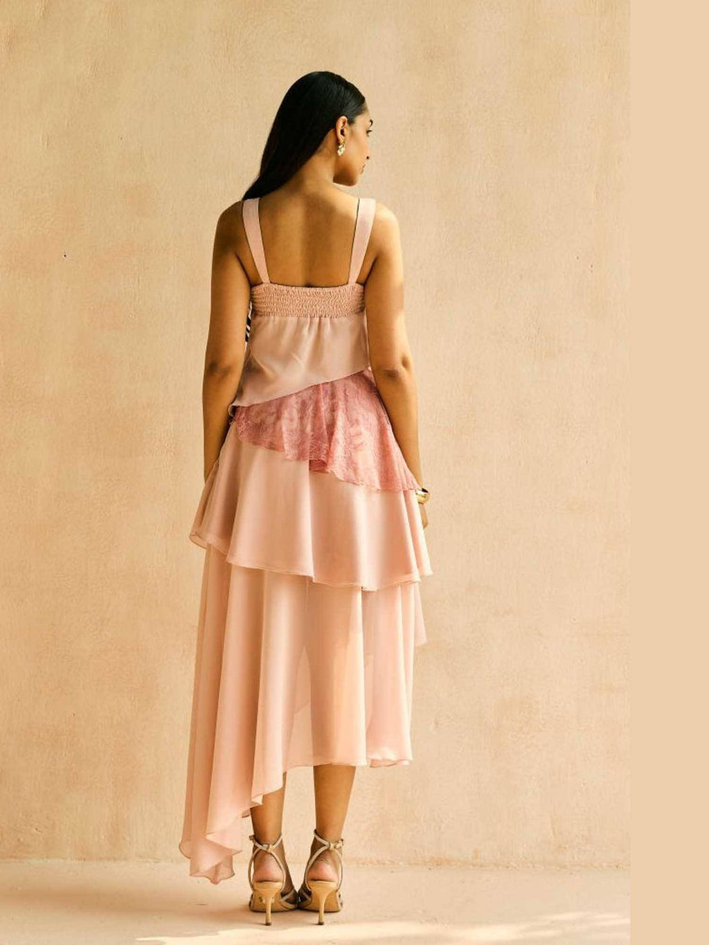 Blush Lace-Trim Asymmetric Hem Top | CT61 - view 7