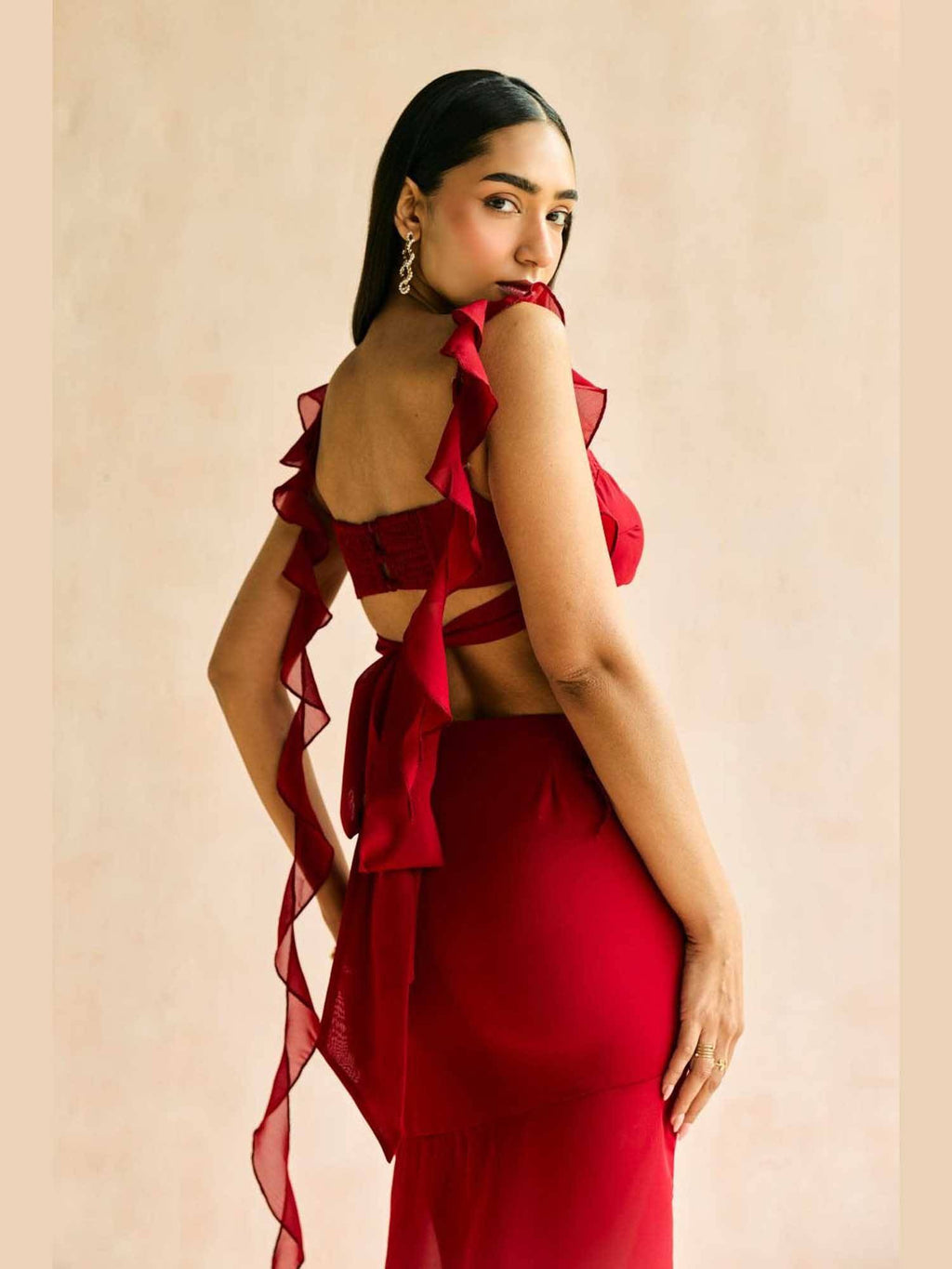 Crimson Muse Ruffled Crop Top | CT61 - view 2