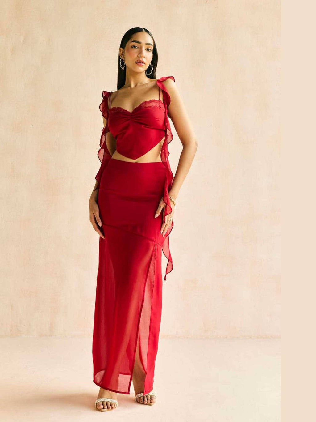 Crimson Muse Ruffled Crop Top | CT61 - view 3