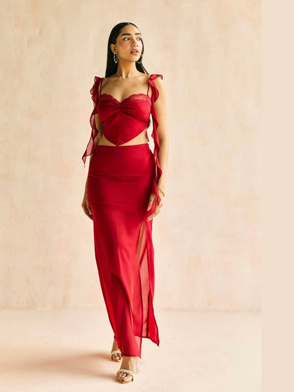 Crimson Muse Ruffled Crop Top | CT61 - view 4