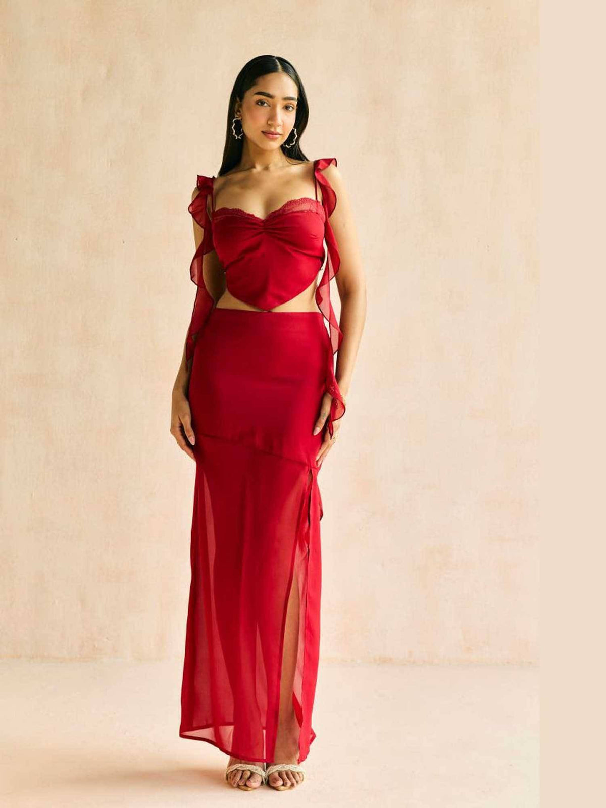 Crimson Muse Ruffled Crop Top | CT61 - view 6