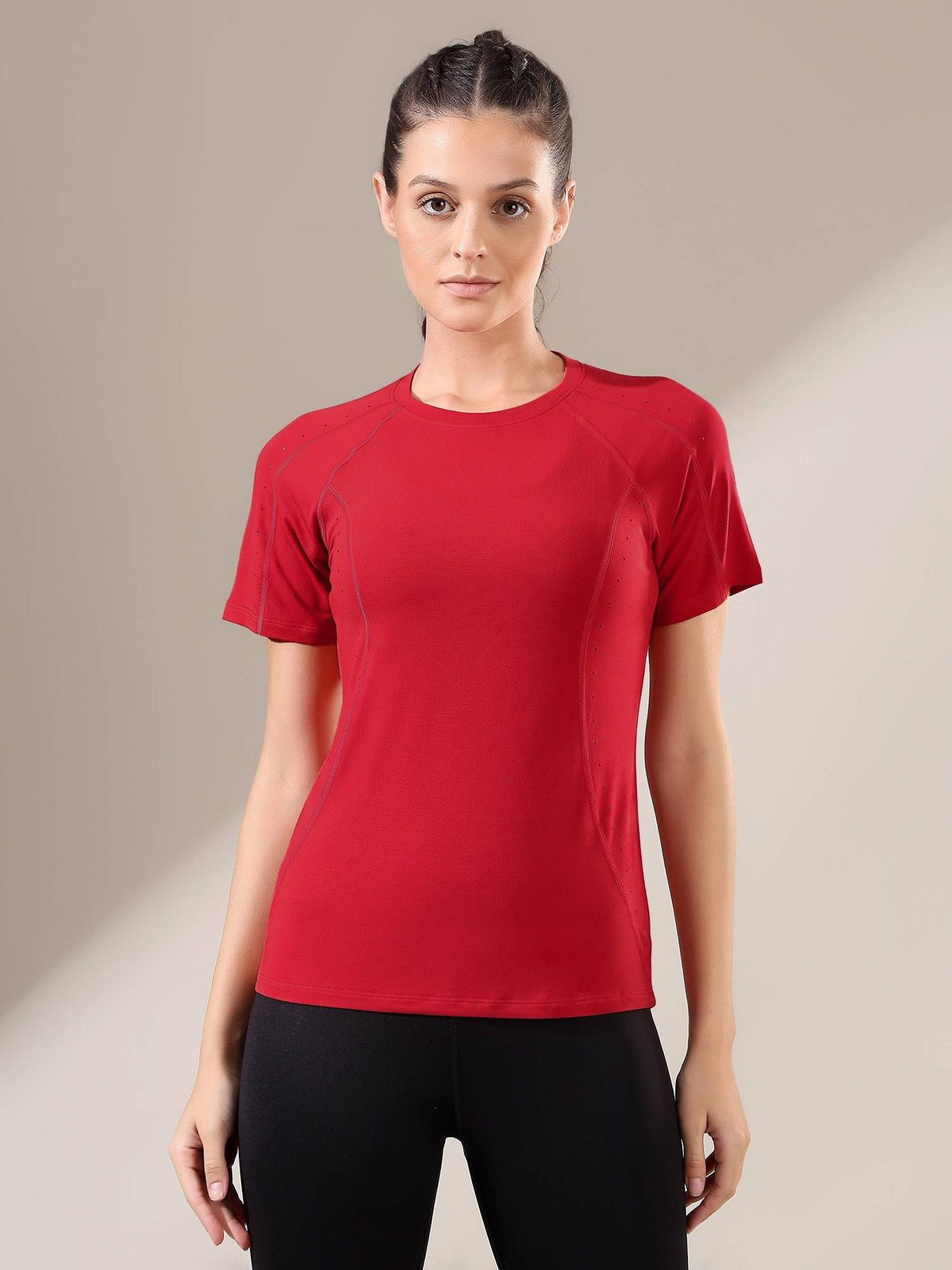 Women Pink Laser-Cut Motion T-Shirt | TT89 - view 17