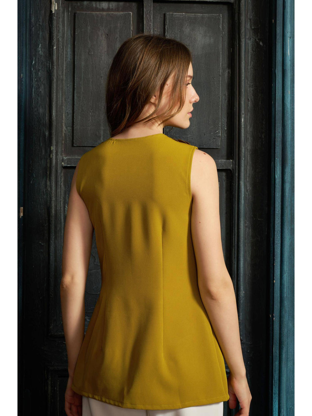 Mustard Neon Rose Vest Top | TT98 - view 2