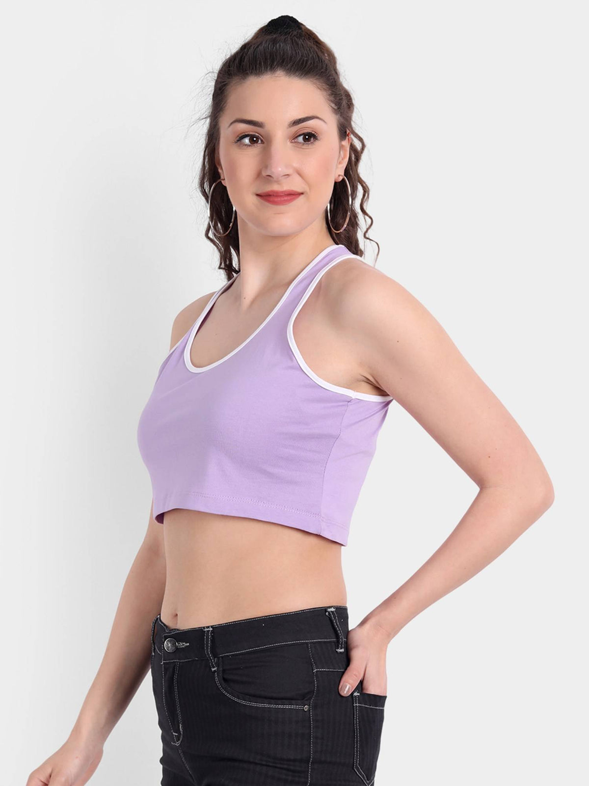 Women Cotton Purple Solid Crop Top | CT61 - view 2