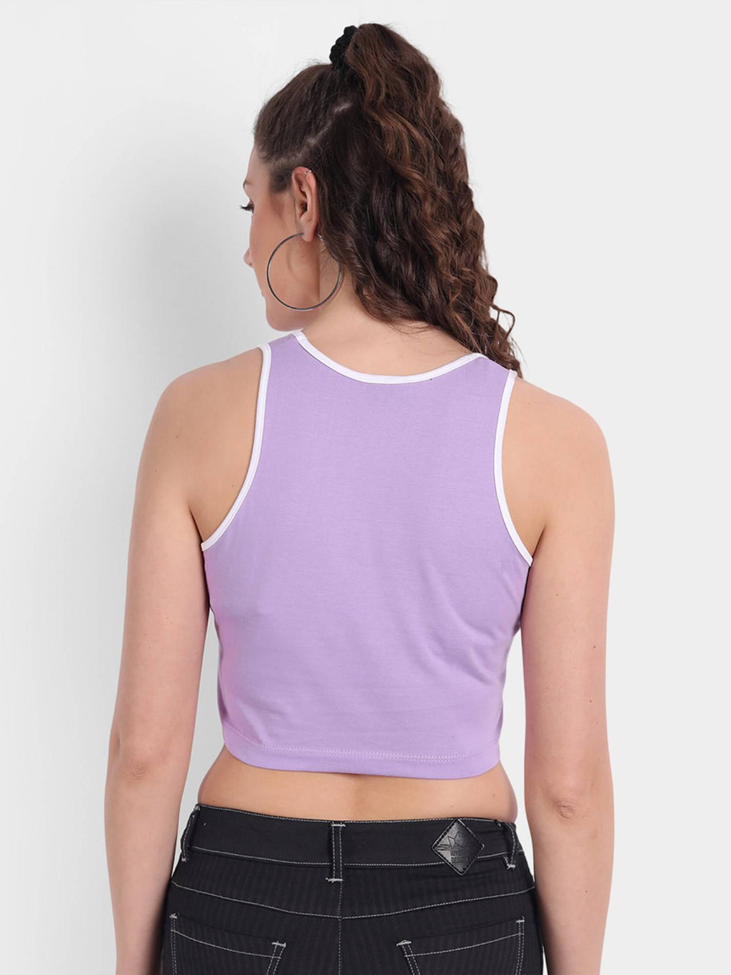 Women Cotton Purple Solid Crop Top | CT61 - view 3