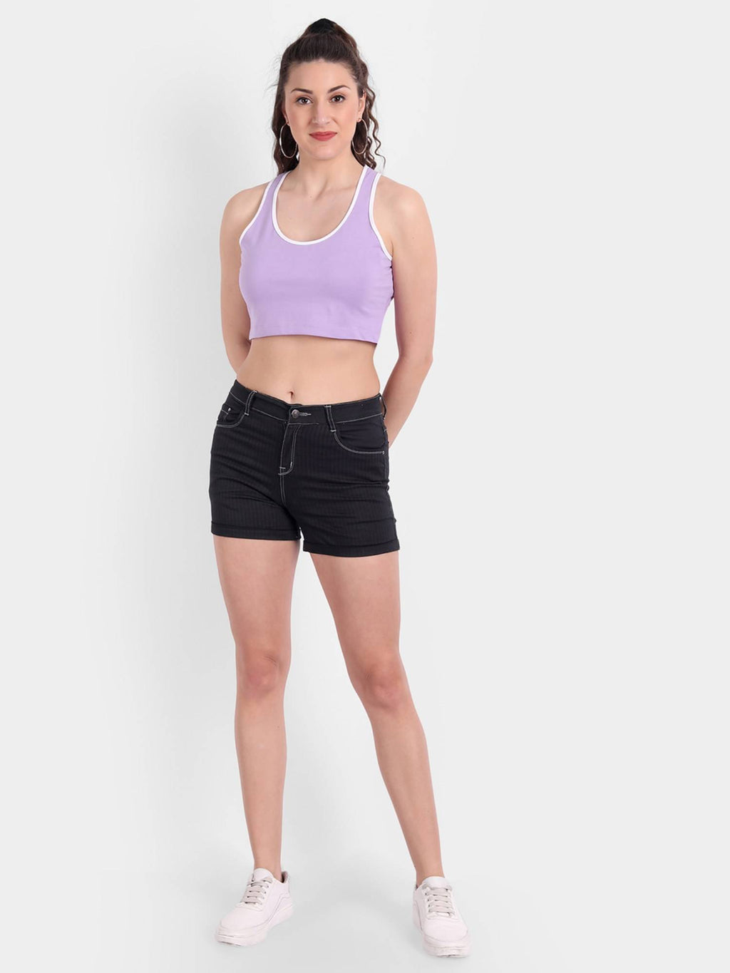 Women Cotton Purple Solid Crop Top | CT61 - view 4