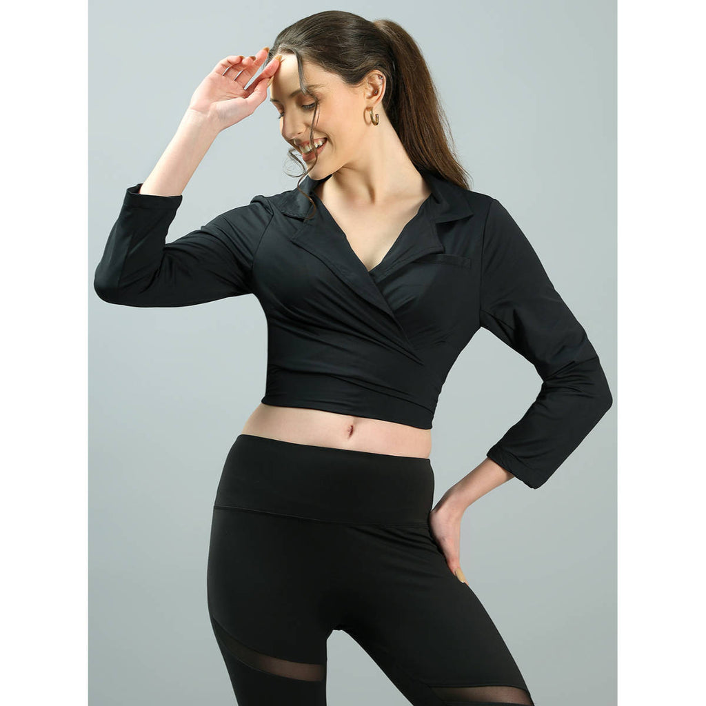 Women Active Swoosh Full Sleeve Jacket Black | JK12 - view 2