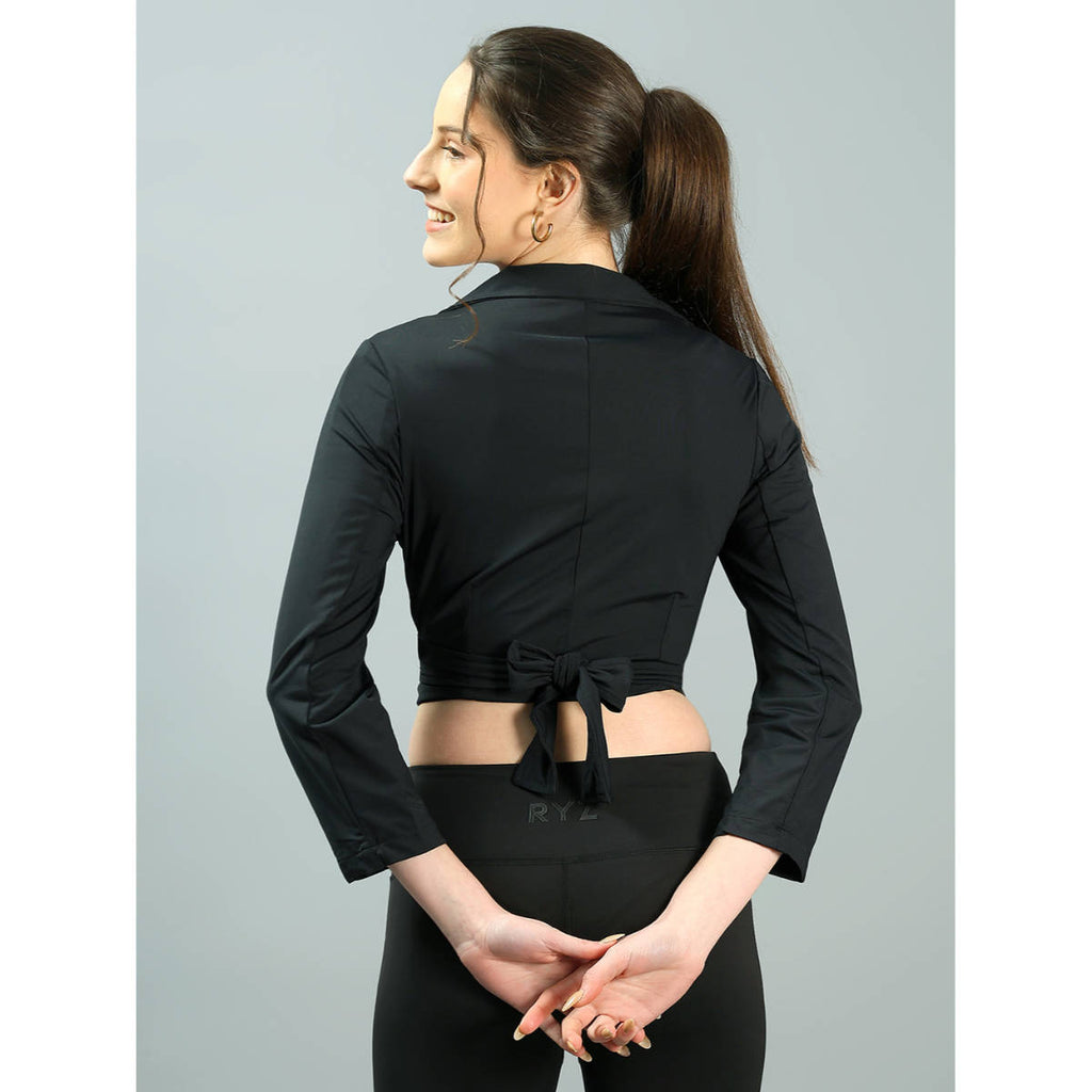 Women Active Swoosh Full Sleeve Jacket Black | JK12 - view 4