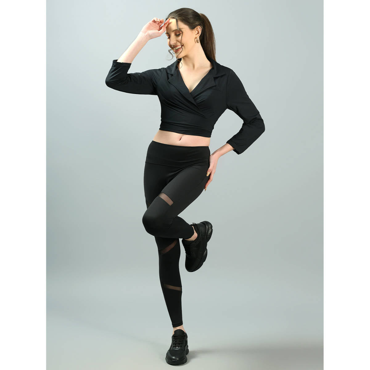 Women Active Swoosh Full Sleeve Jacket Black | JK12 - view 5