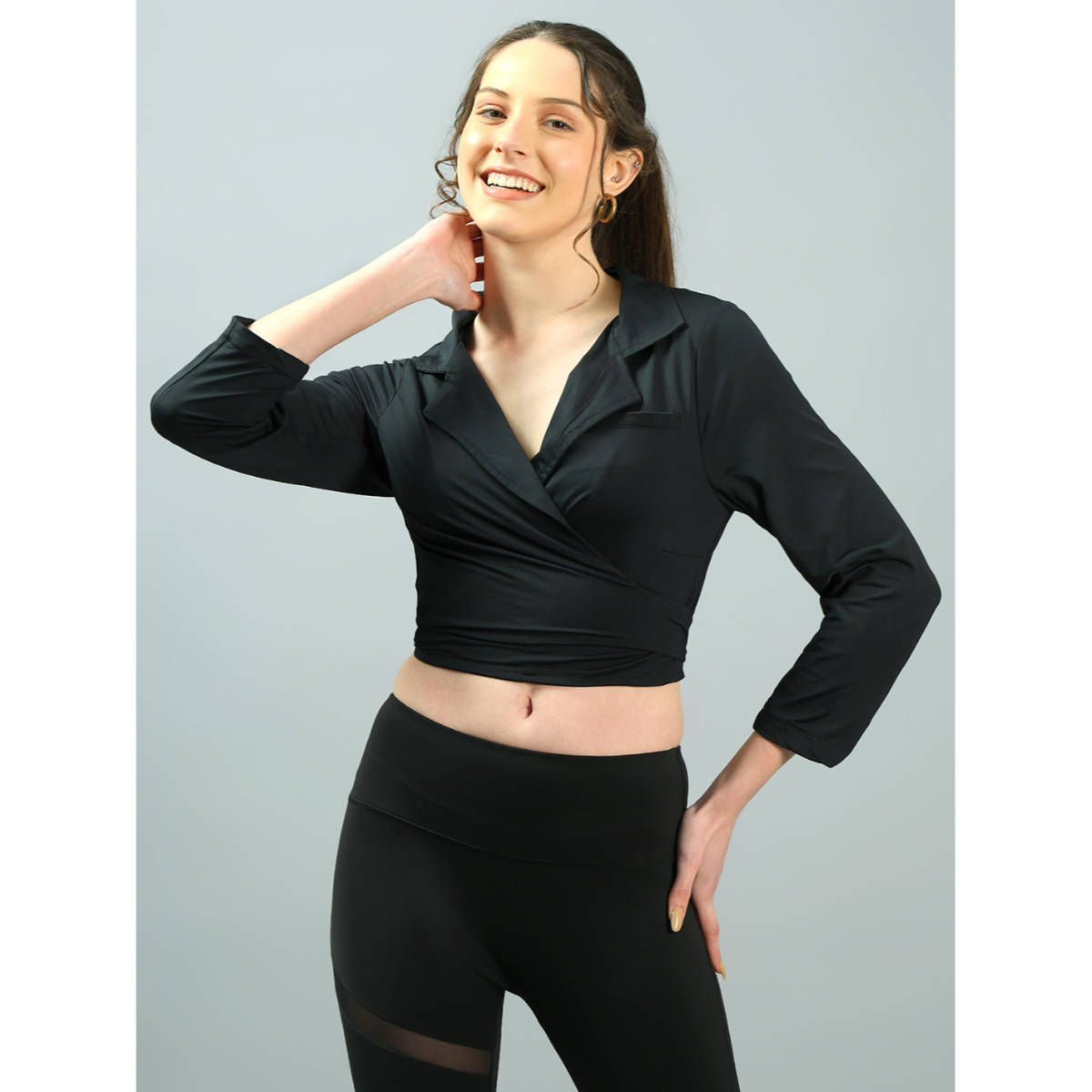 Women Active Swoosh Full Sleeve Jacket Black | JK12 - view 6