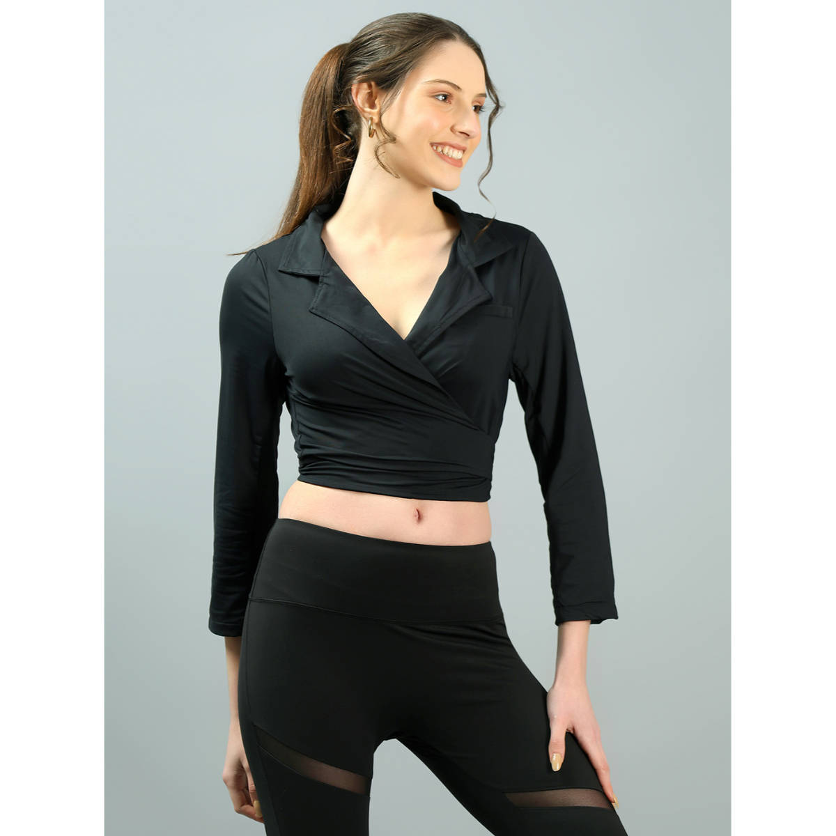 Women Active Swoosh Full Sleeve Jacket Black | JK12 - view 7